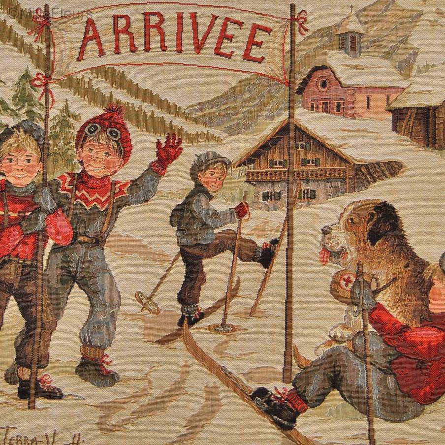 Slalom de Esquí (Terra Vecchia) Fundas de cojín Navidad & Invierno - Mille Fleurs Tapestries