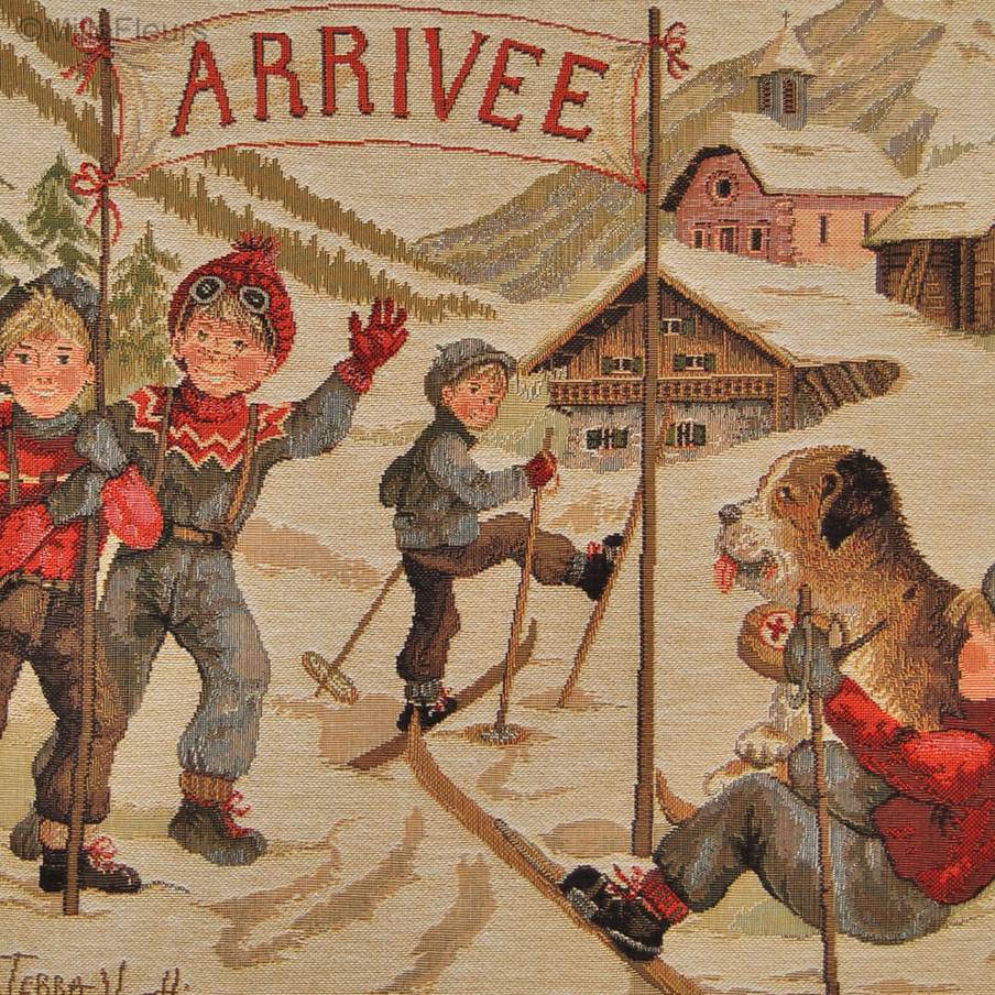 Ski Slalom Housses de coussin Noël & Hiver - Mille Fleurs Tapestries