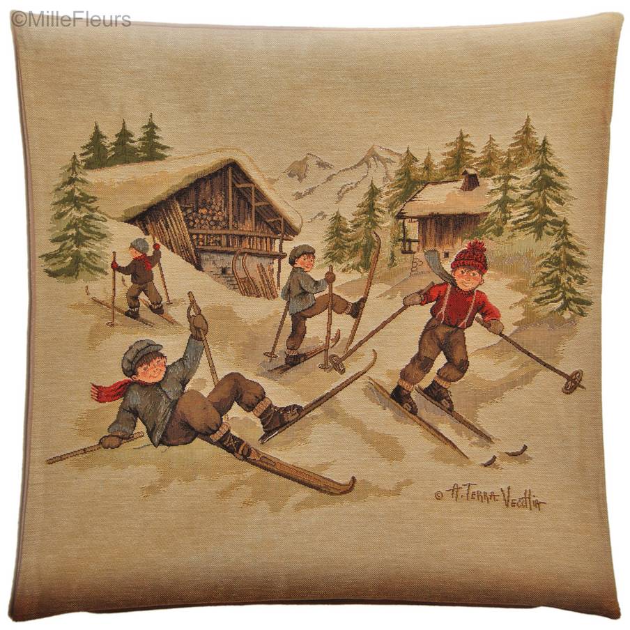 Skiing (Terra Vecchia) Tapestry cushions Christmas & Winter - Mille Fleurs Tapestries