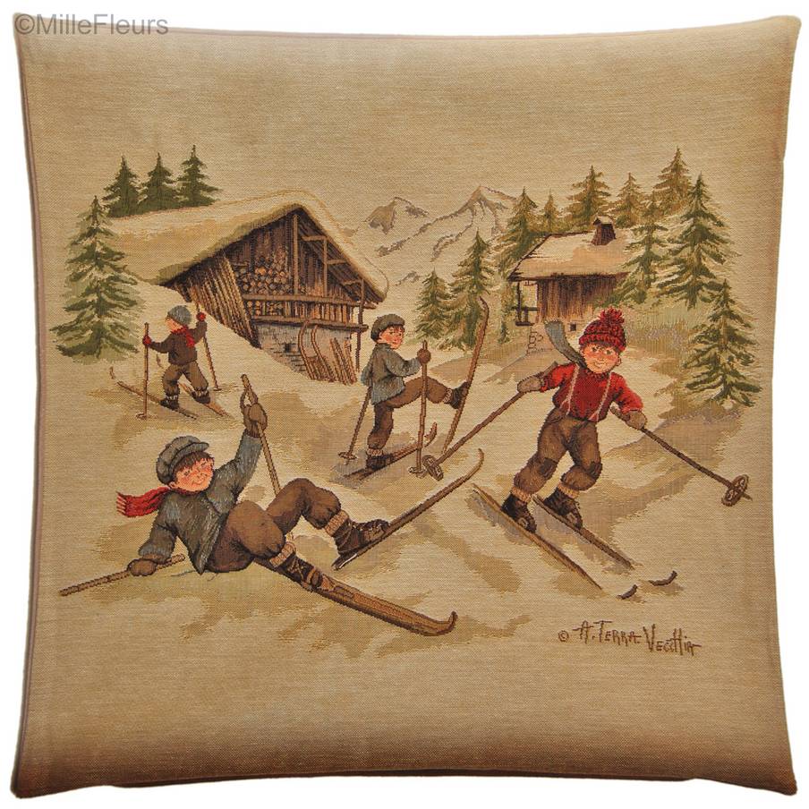 Ski Housses de coussin Noël & Hiver - Mille Fleurs Tapestries