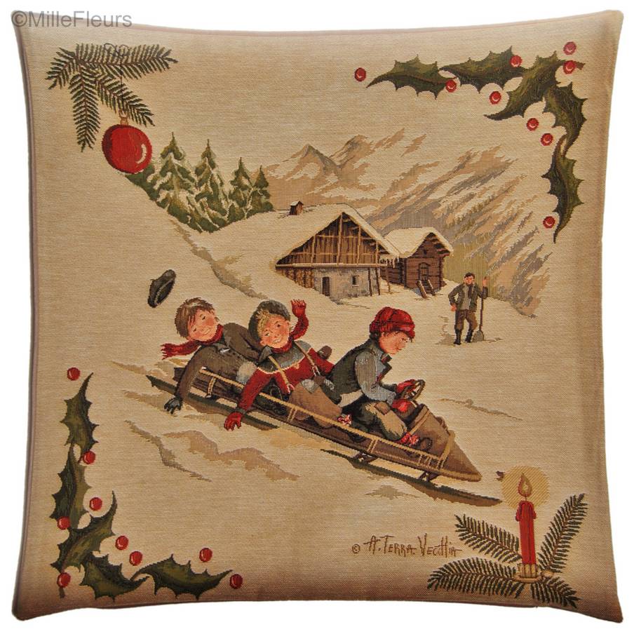 Slede (Terra Vecchia) Kussenslopen Kerstmis en Winter - Mille Fleurs Tapestries