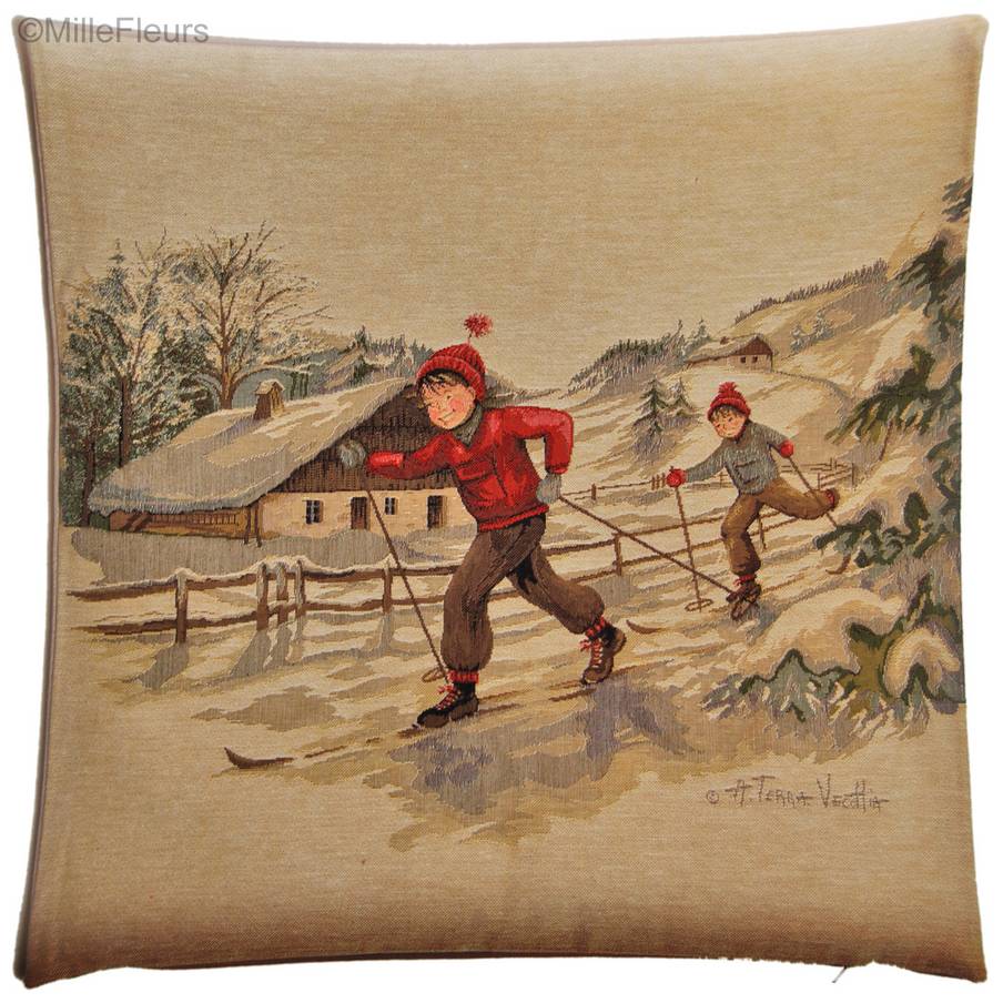 Ski de Fond Housses de coussin Noël & Hiver - Mille Fleurs Tapestries