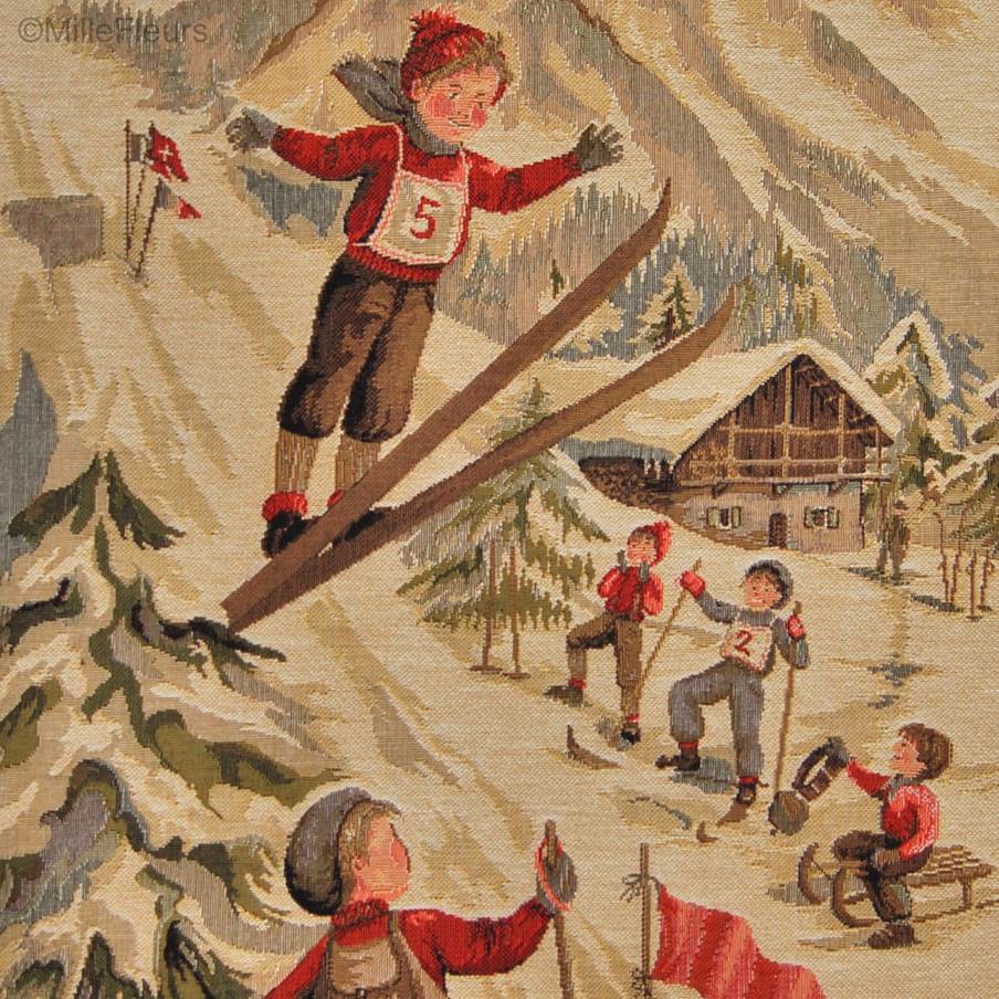 Saut à Ski (Terra Vecchia) Housses de coussin Noël & Hiver - Mille Fleurs Tapestries