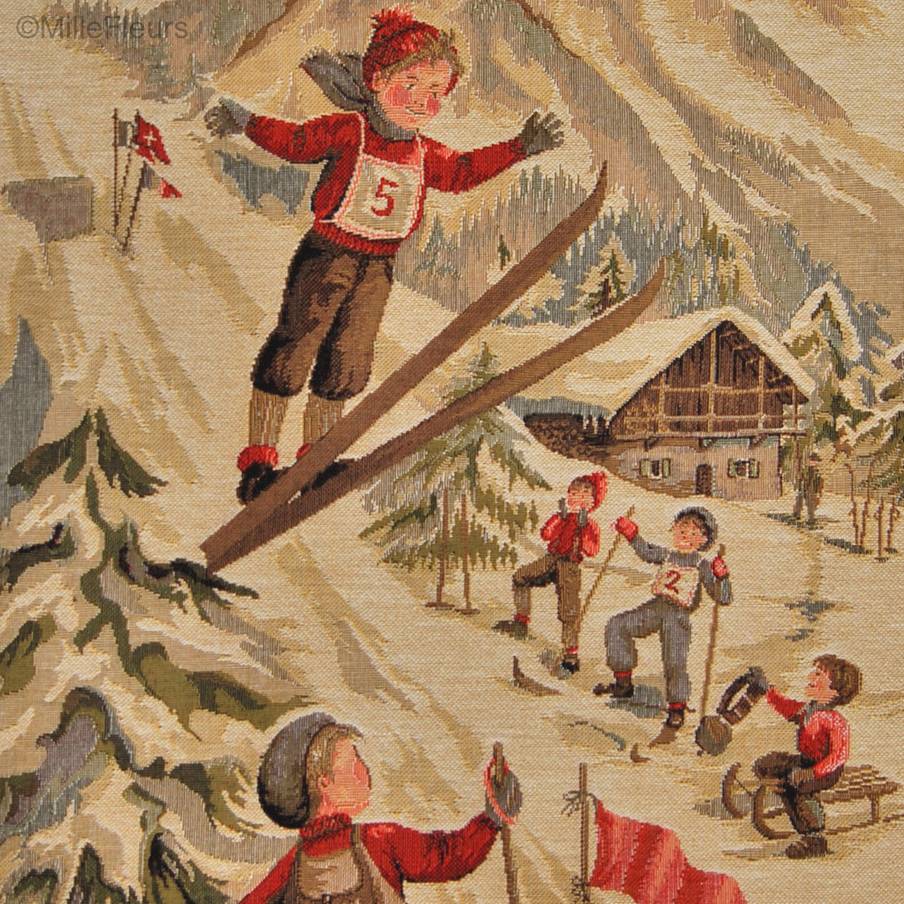 Saut à Ski Housses de coussin Noël & Hiver - Mille Fleurs Tapestries