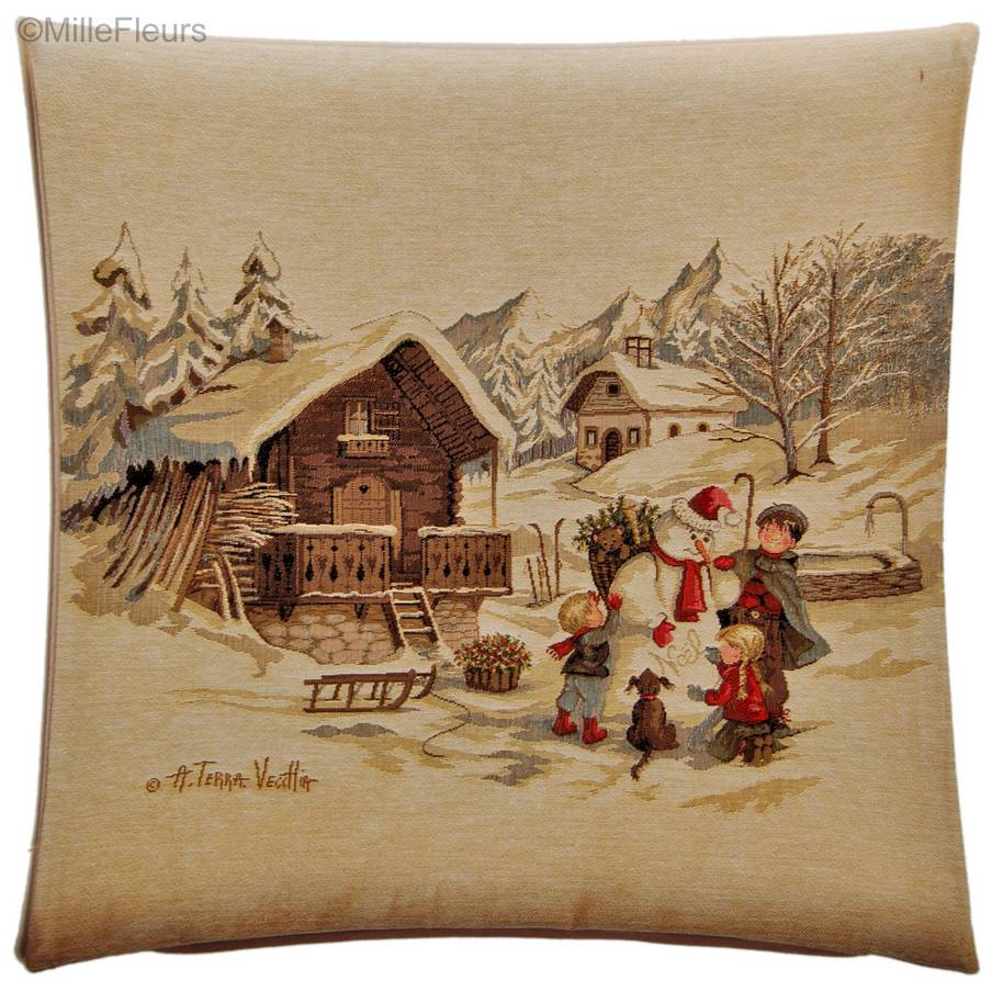 Bonhomme de Neige Housses de coussin Noël & Hiver - Mille Fleurs Tapestries