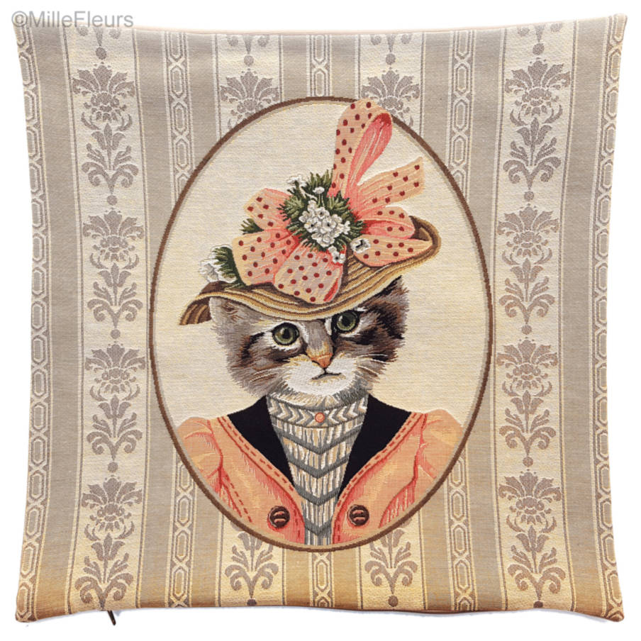 Chat Victorien Ensemble Rose Housses de coussin Chats - Mille Fleurs Tapestries