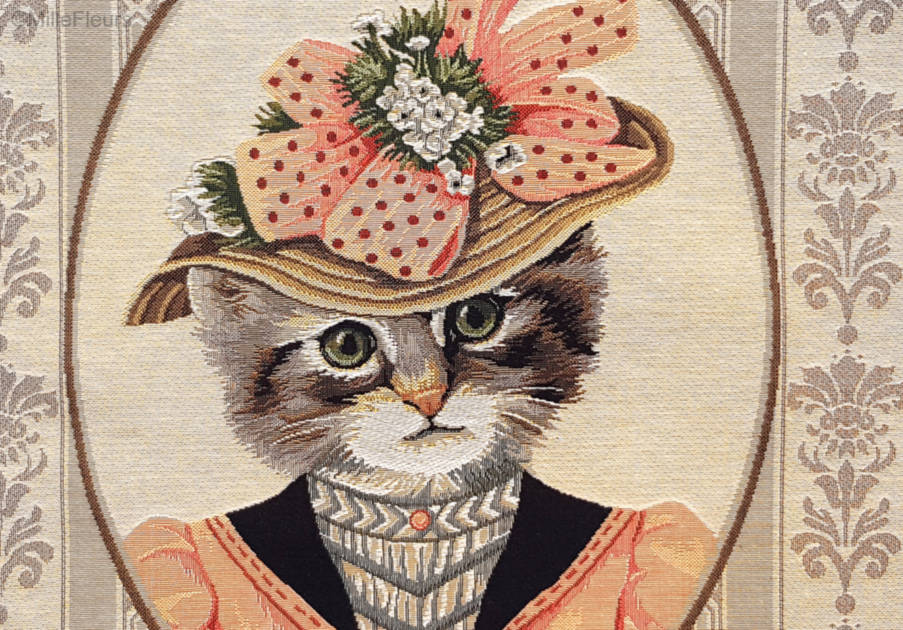 Chat Victorien Ensemble Rose Housses de coussin Chats - Mille Fleurs Tapestries