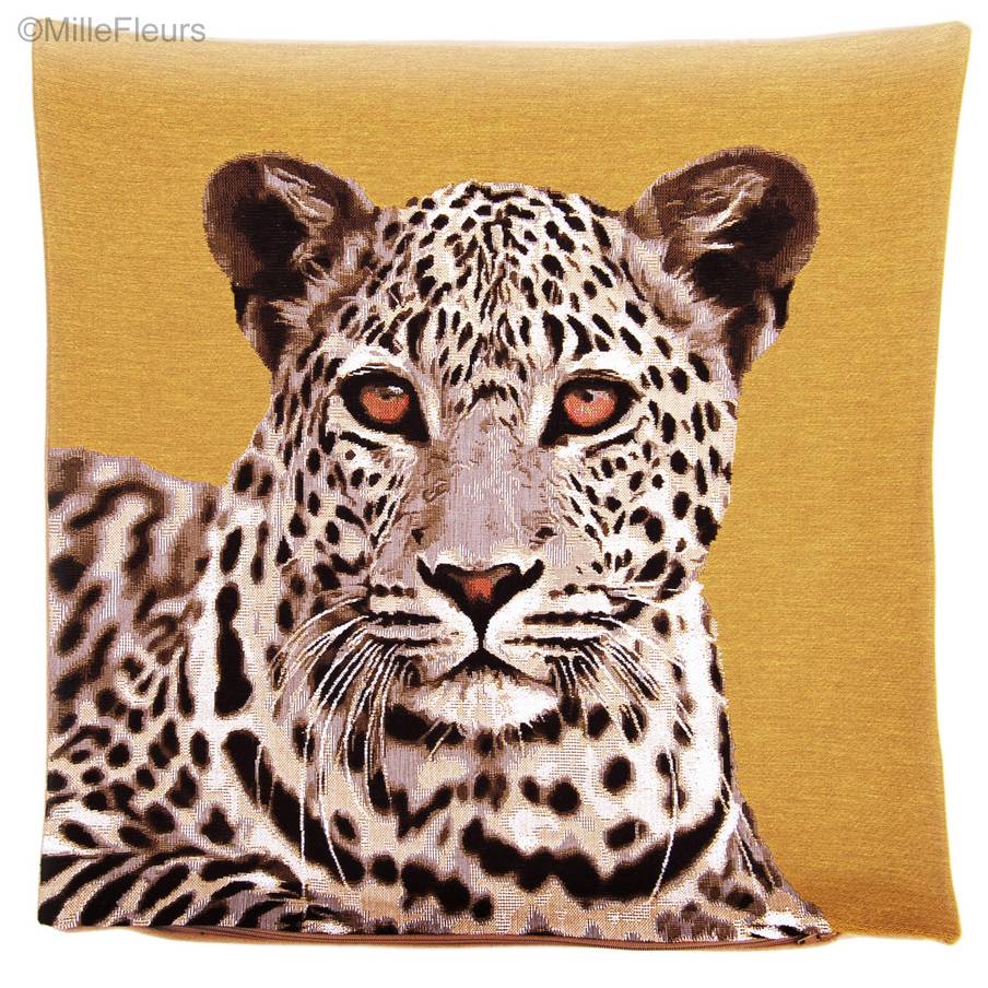 Léopard Housses de coussin Animaux - Mille Fleurs Tapestries