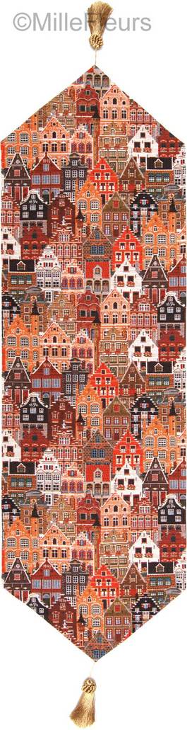 Façades de Bruges Chemins de table Bruges - Mille Fleurs Tapestries