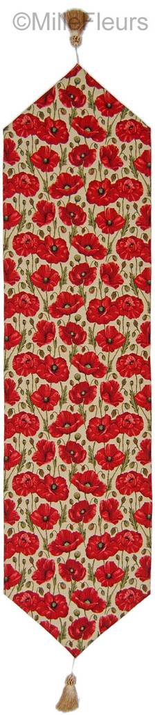 Poppies , beige Tapestry runners Flowers - Mille Fleurs Tapestries