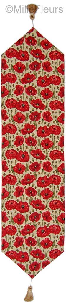 Coquelicots , beige Chemins de table Fleurs - Mille Fleurs Tapestries