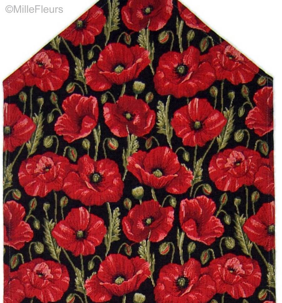 Poppies , black Tapestry runners Flowers - Mille Fleurs Tapestries