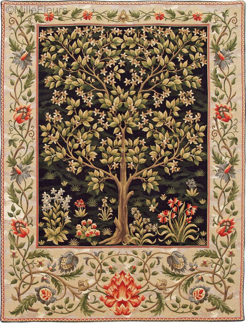 Tree of Life, black Wall tapestries William Morris and Co - Mille Fleurs Tapestries