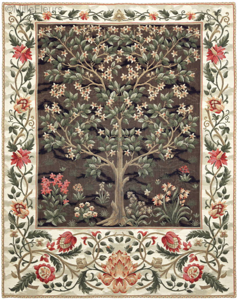 Levensboom (William Morris), bruin Wandtapijten William Morris & Co - Mille Fleurs Tapestries