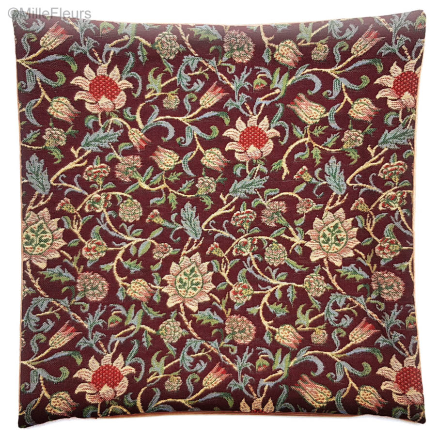 Evenlode (William Morris), burgundy Tapestry cushions William Morris & Co - Mille Fleurs Tapestries