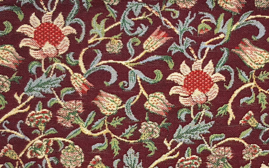Evenlode (William Morris), burgundy Tapestry cushions William Morris & Co - Mille Fleurs Tapestries