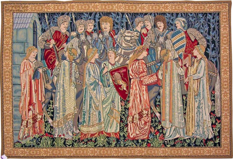 Departure of the Knights Wall tapestries William Morris and Co - Mille Fleurs Tapestries