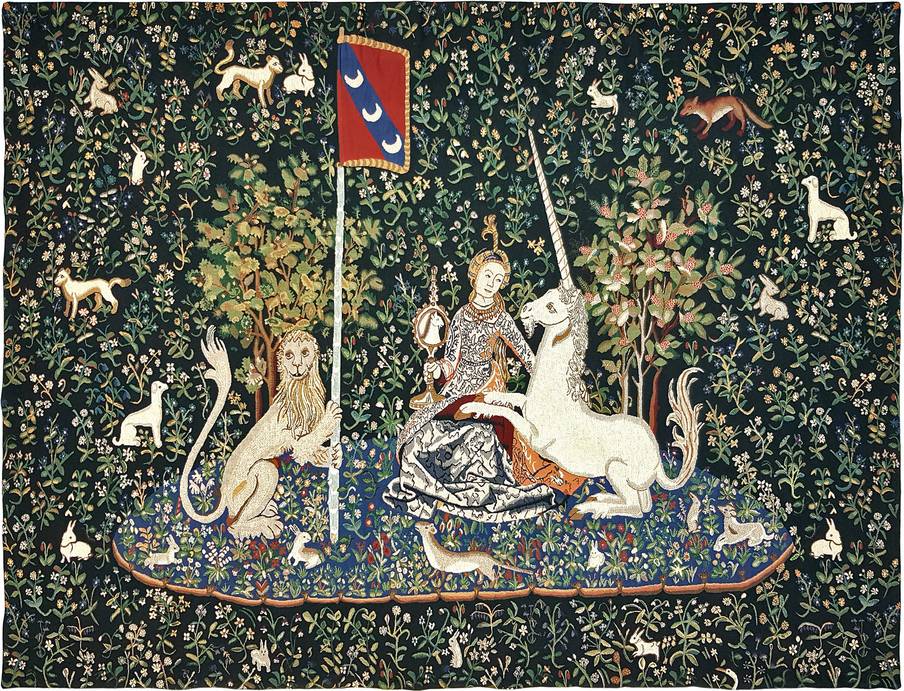 Vista Tapices de pared Dama con Unicornio - Mille Fleurs Tapestries