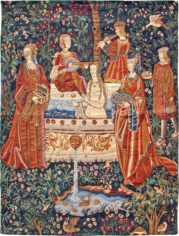 Het Bad Wandtapijten Andere Middeleeuwse - Mille Fleurs Tapestries