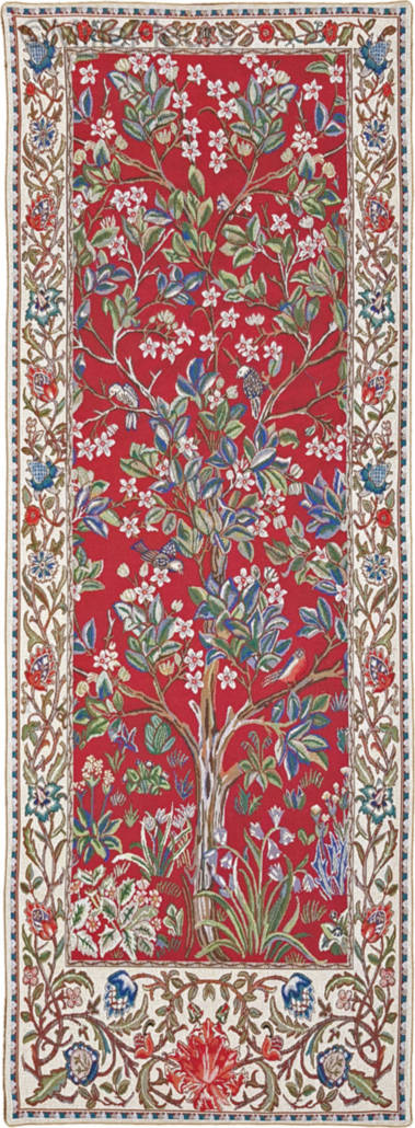 Tree of Life Panel 1, red Wall tapestries William Morris and Co - Mille Fleurs Tapestries