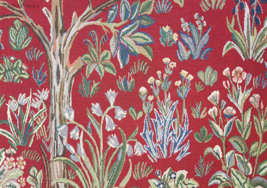 Signare William Morris Tree Of Life Tapestry – Red & Green, 27x63in, Cotton Wall Hanging