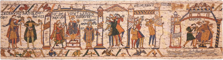 Coronation of Harold Wall tapestries Bayeux Tapestry - Mille Fleurs Tapestries