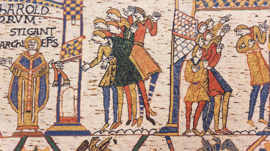 Coronation of Harold Wall tapestries Bayeux Tapestry - Mille Fleurs Tapestries