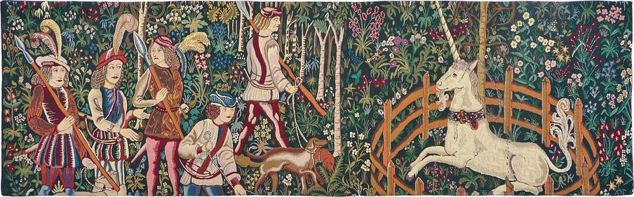 Unicorn in Captivity Wall tapestries Hunting for the Unicorn - Mille Fleurs Tapestries