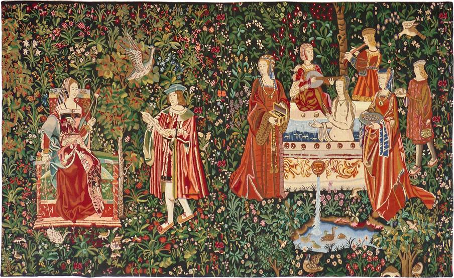 Reading in Garden Wall tapestries Very Large Tapestries - Mille Fleurs Tapestries