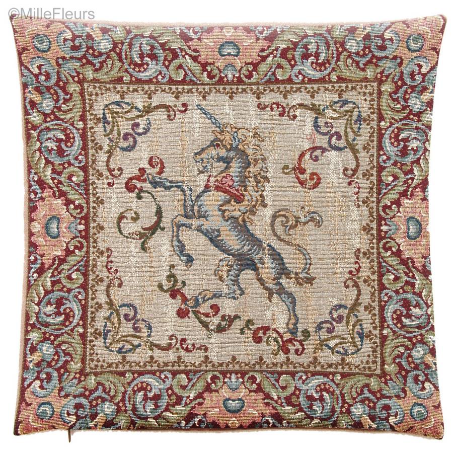 Unicorn Tapestry cushions Fleur-de-Lis and Heraldic - Mille Fleurs Tapestries