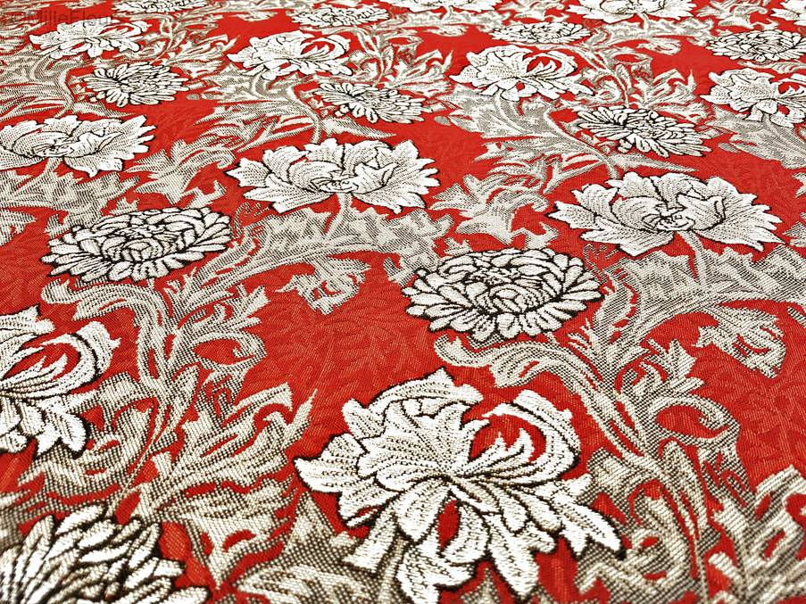Chrysanthemum (William Morris), rojo Mantas William Morris and Co - Mille Fleurs Tapestries