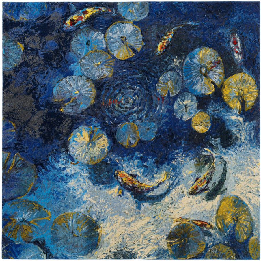 Taiwanese Blue Ocean Unique Edition 1/1 Wandtapijten Hedendaagse Kunstwerken - Mille Fleurs Tapestries