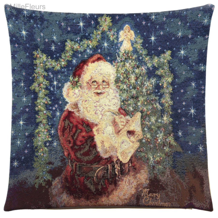 Père Noël en train d'écrire Housses de coussin Noël & Hiver - Mille Fleurs Tapestries