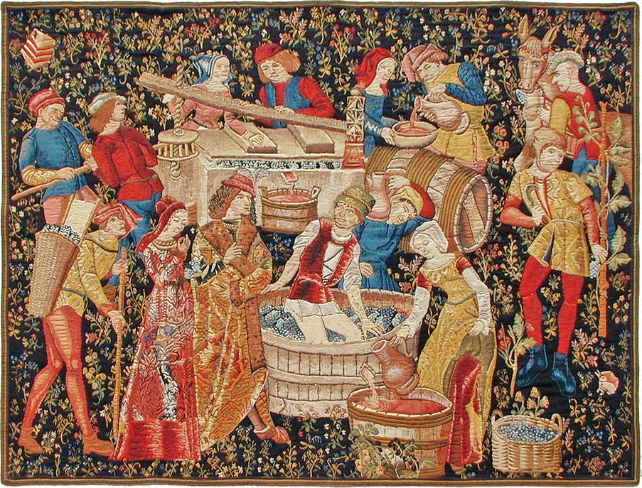 Wijnmakers Wandtapijten Wijnoogst - Mille Fleurs Tapestries
