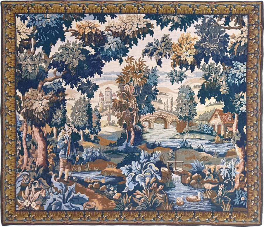 Vlaams Landschap met Watermolen Wandtapijten Verdures - Mille Fleurs Tapestries