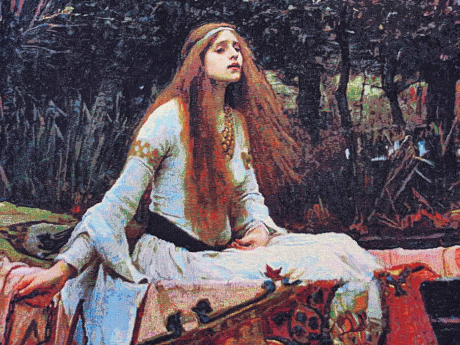 Dame van Shalott (Waterhouse) Wandtapijten Meesterwerken - Mille Fleurs Tapestries