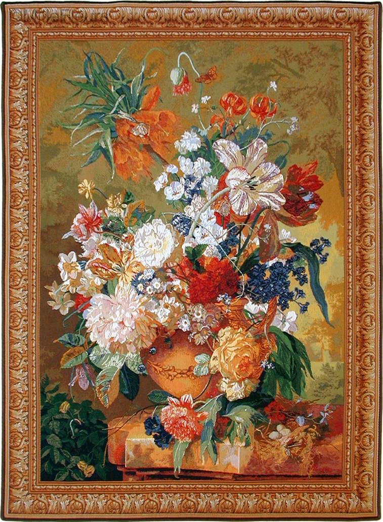 Terracotta, bright Tapisseries murales Bouquets de Fleurs - Mille Fleurs Tapestries