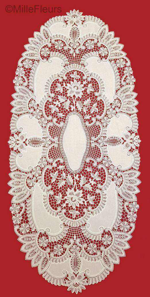 Oval Lace & Brocade Guipure Lace - Mille Fleurs Tapestries