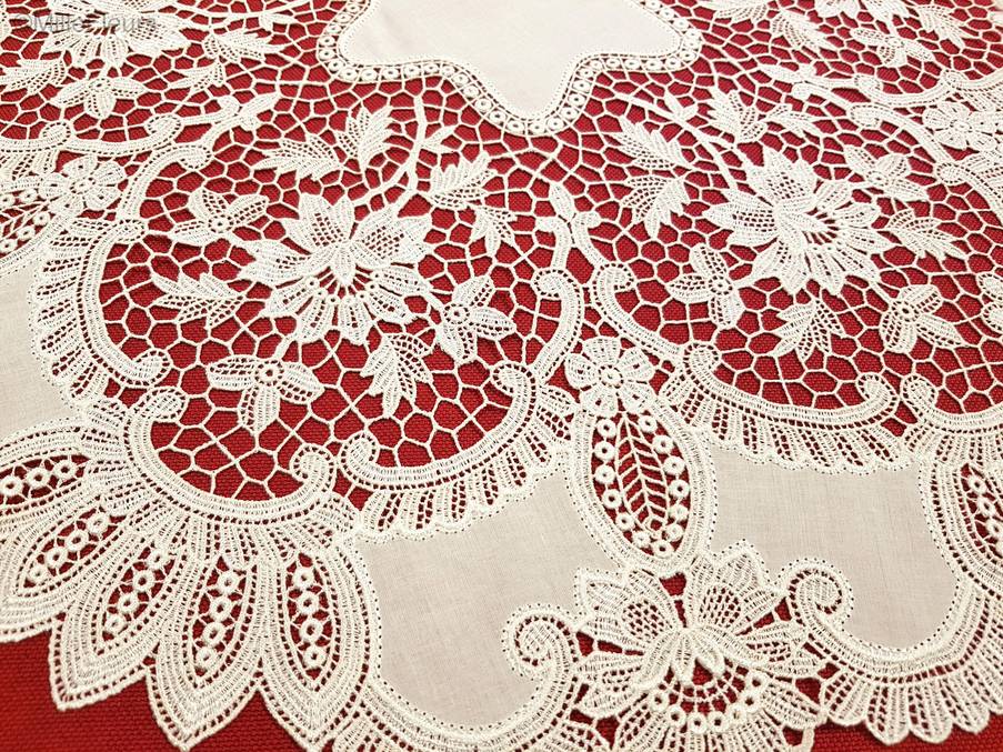 Round Lace & Brocade Guipure Lace - Mille Fleurs Tapestries