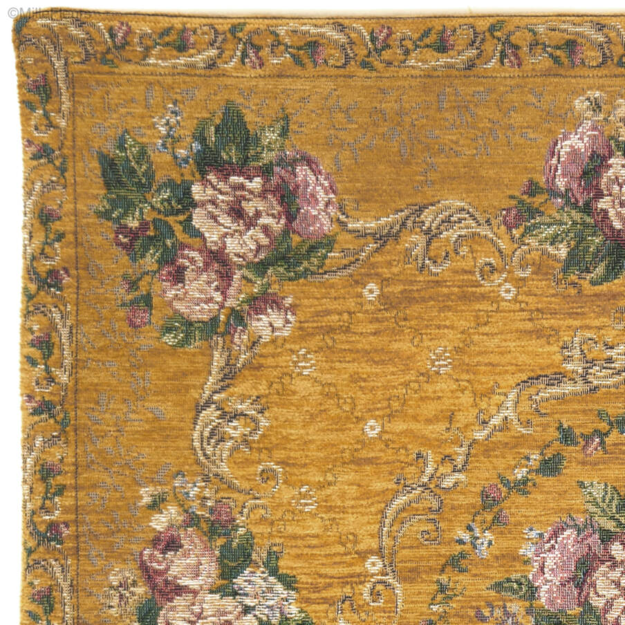 Belize, gold Tapestry cushions Classic Flowers - Mille Fleurs Tapestries