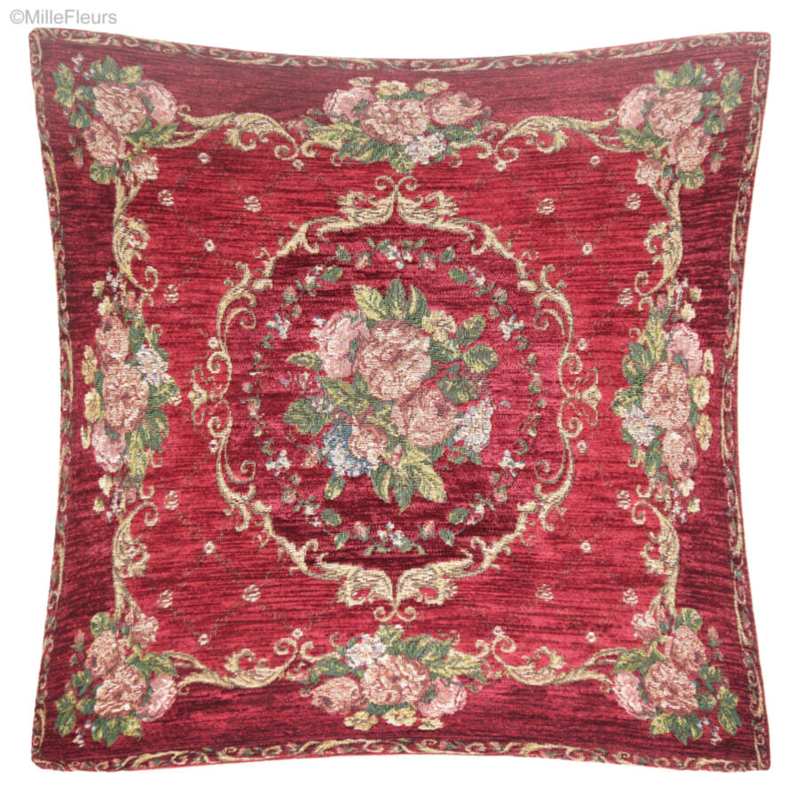 Belize, rood Sierkussens Bloemen klassiek - Mille Fleurs Tapestries