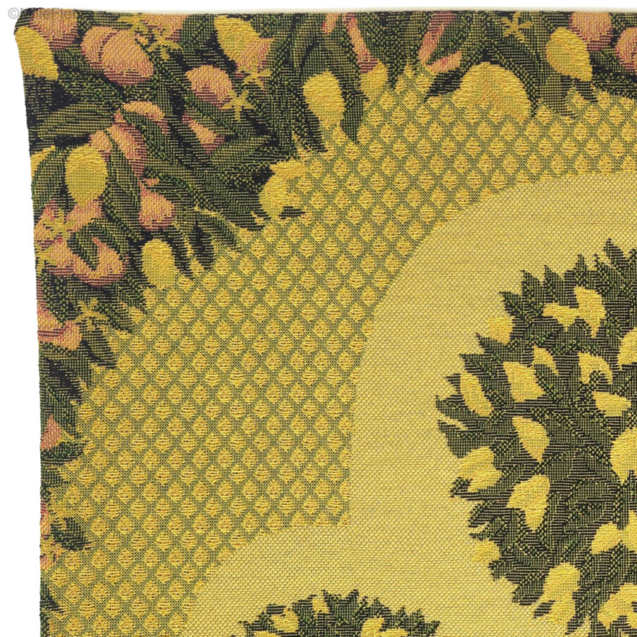 Bony, geel/groen Sierkussens Bloemen klassiek - Mille Fleurs Tapestries