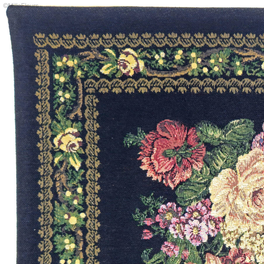 Bouquet, zwart Sierkussens Bloemen klassiek - Mille Fleurs Tapestries