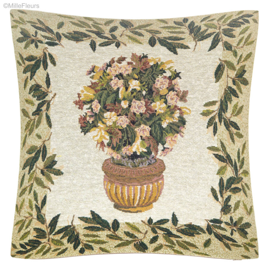 Dora, green/beige Sierkussens Bloemen klassiek - Mille Fleurs Tapestries