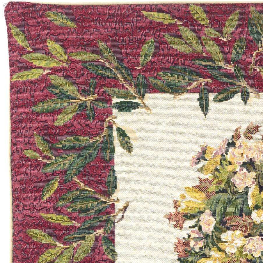 Dora, red Tapestry cushions Classic Flowers - Mille Fleurs Tapestries