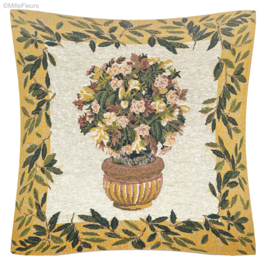 Dora, yellow Tapestry cushions Classic Flowers - Mille Fleurs Tapestries
