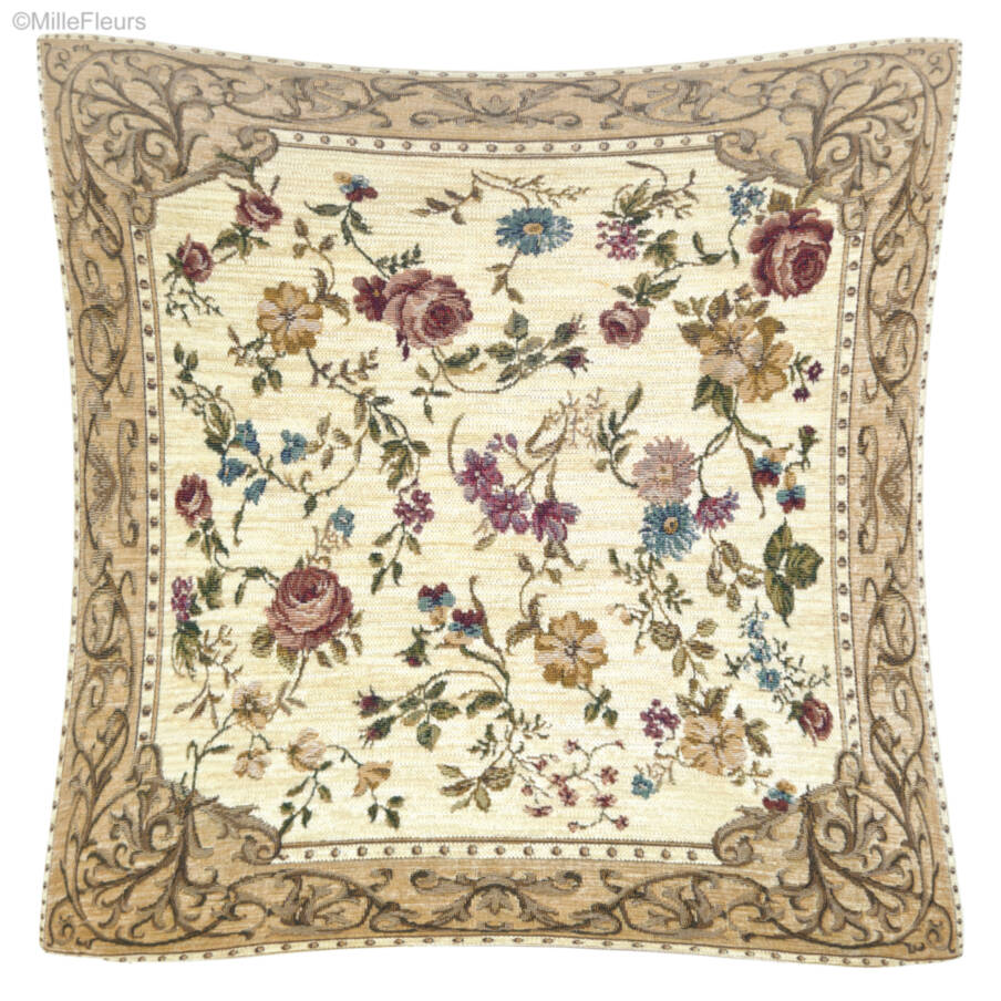 Florida, beige Tapestry cushions Classic Flowers - Mille Fleurs Tapestries