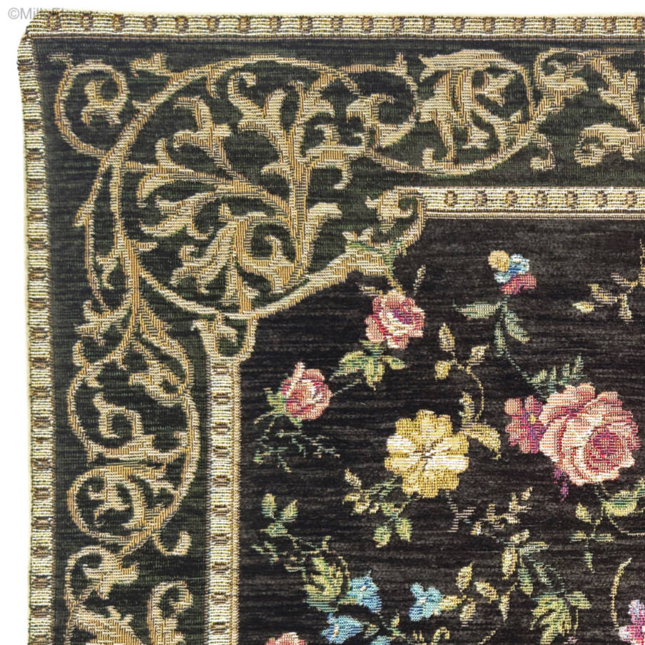 Florida, dark green Tapestry cushions Classic Flowers - Mille Fleurs Tapestries