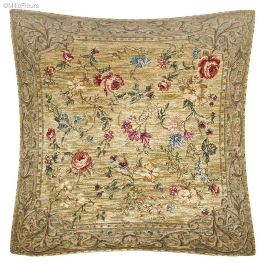 Florida, light green Tapestry cushions Classic Flowers - Mille Fleurs Tapestries