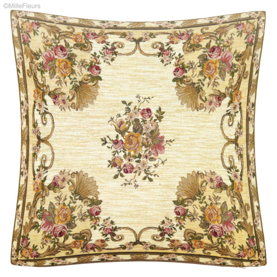 Haiti, beige Tapestry cushions Classic Flowers - Mille Fleurs Tapestries